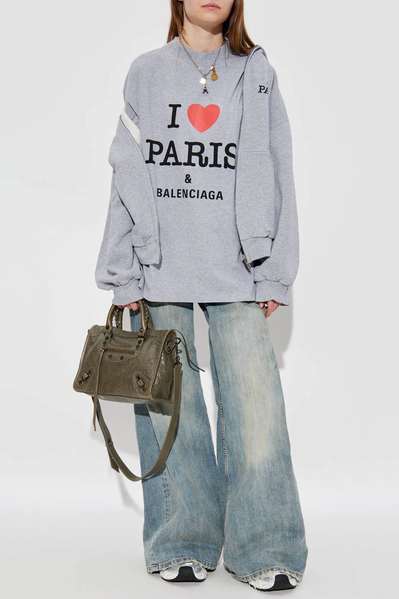 Tシャツ・カットソー BALENCIAGA GREY COTTON SHOE BAG TOP luxury-men-balenciaga-used-
